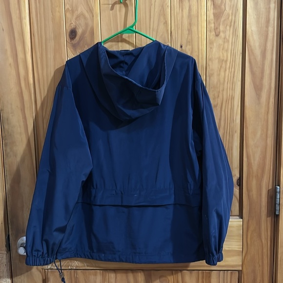 Talbots Quarter Zip Navy Blue hooded windbreaker size Medium - Picture 4 of 4